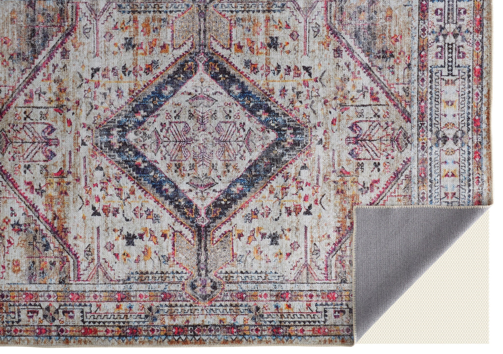 Percy Transitional Medallion Ivory Red Pink Area Rug (7'10" x 9'10")