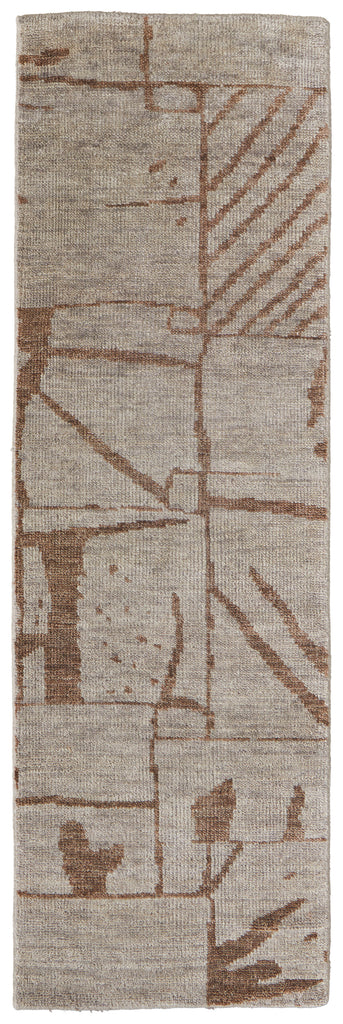 Sutton Transitional Abstract Tan Orange Area Rug (2'6" x 8')