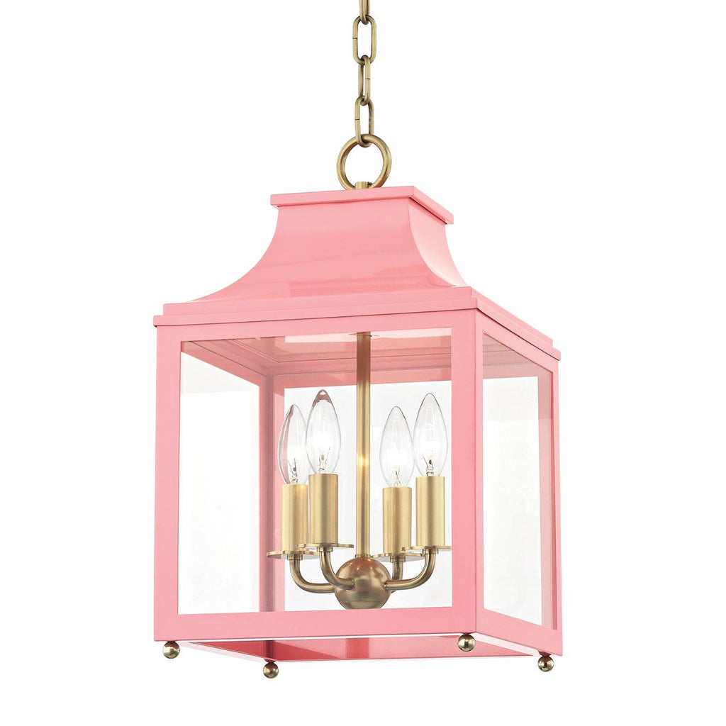 Leigh Pendant 18" - Aged Brass/Pink