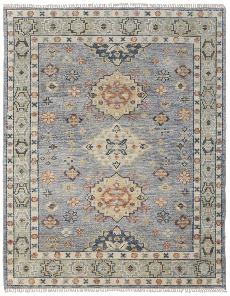 Fillmore Transitional Diamond Blue Taupe Gray Area Rug (5' x 8')