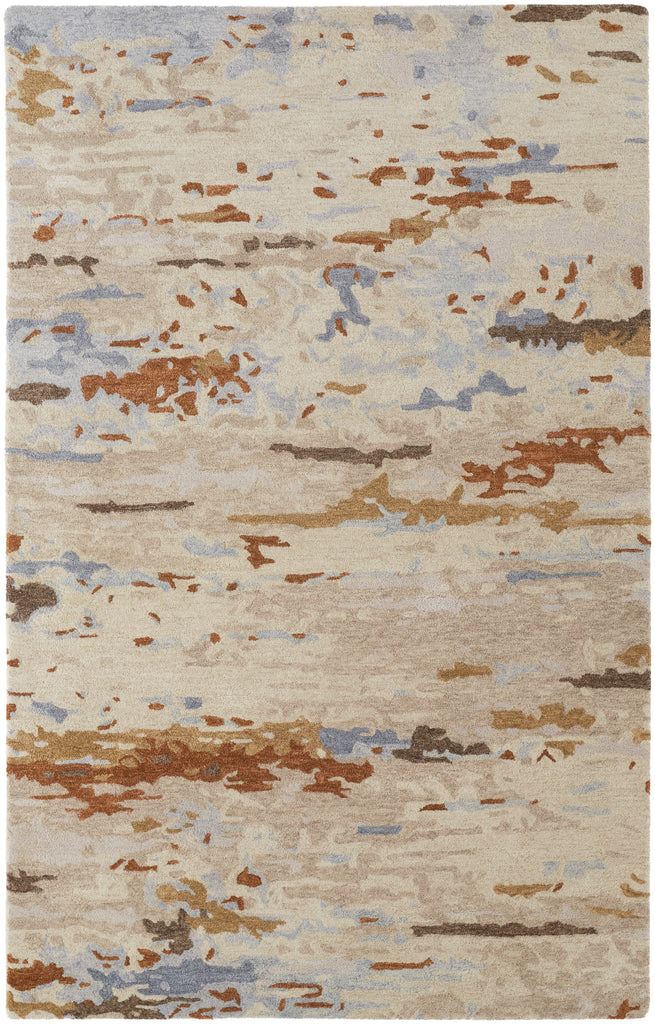 Everley Modern Abstract Ivory Blue Brown Area Rug (8' x 10')