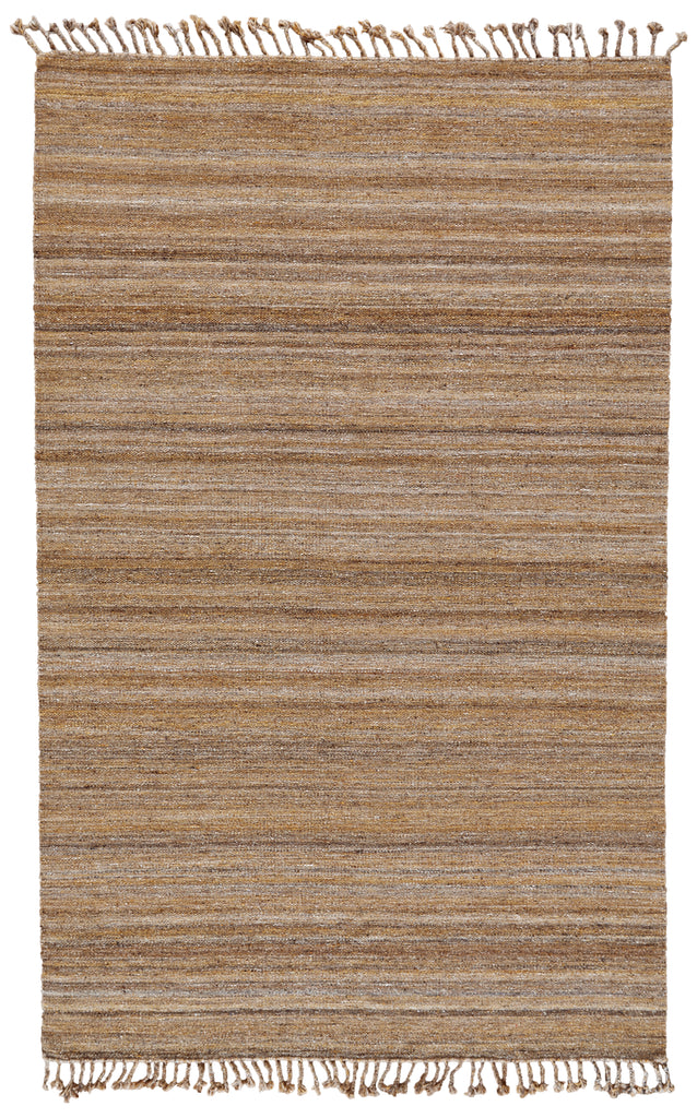 Brady Transitional Stripes Brown Gold Gray Area Rug (10' x 14')