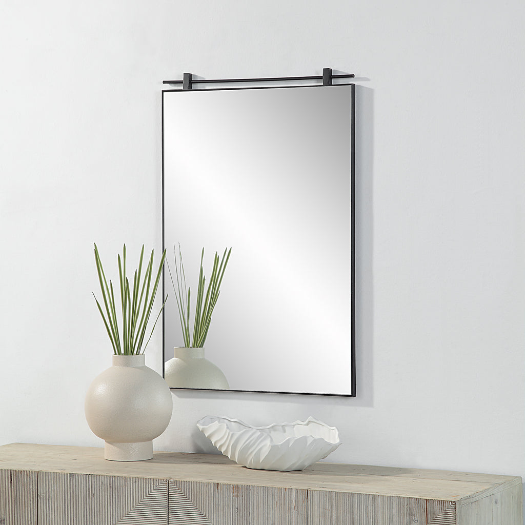 Title 36" Tall Rectangular Mirror, Matte Black