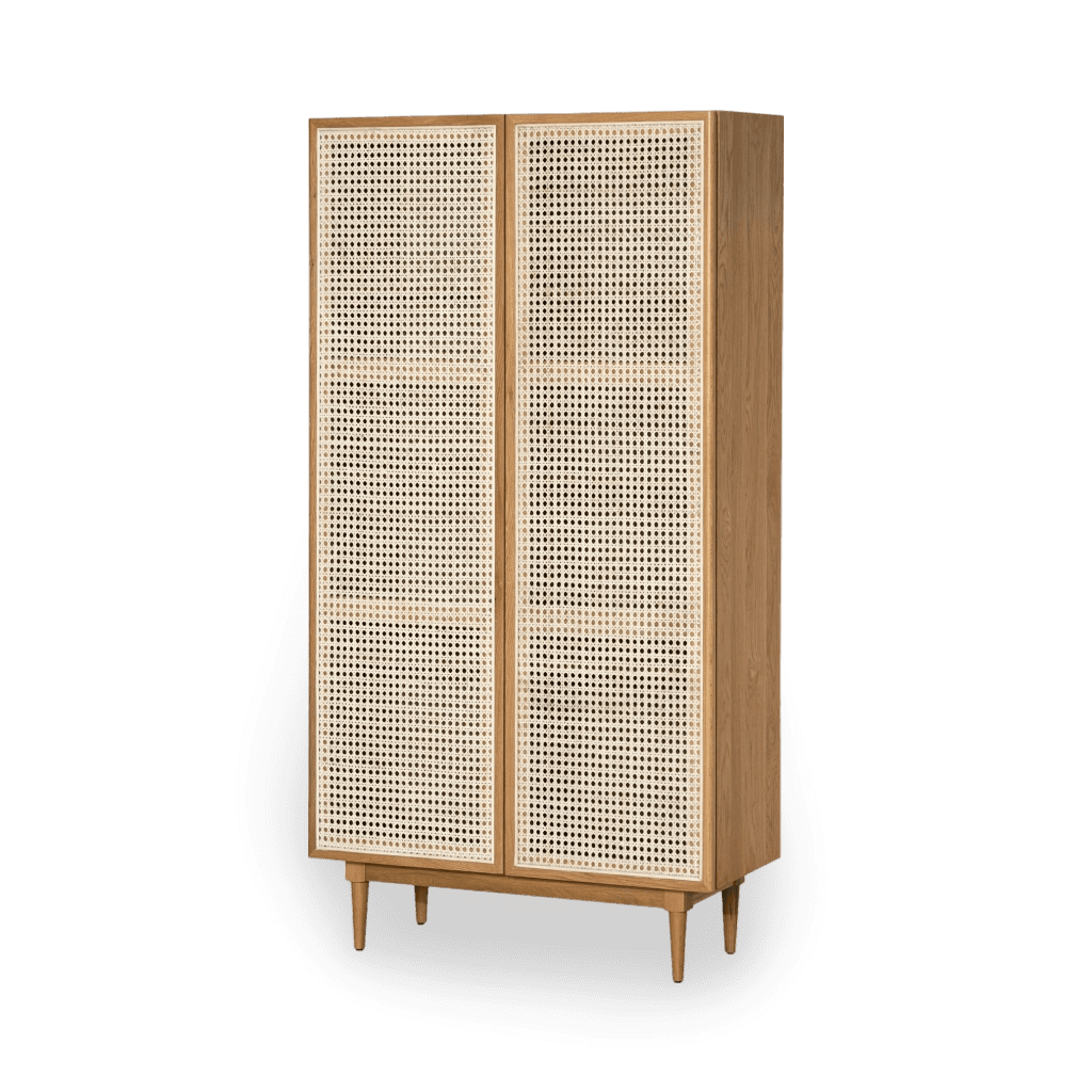 Cane Bookcase With Full Doors - Natural