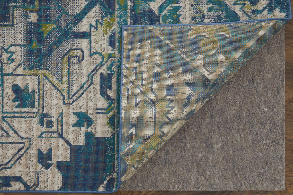 Foster Transitional Oriental Blue Green Ivory Area Rug (7'10" x 11')