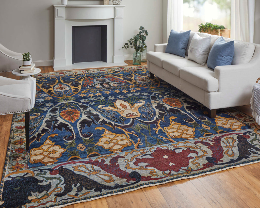 Killian Traditional Persian Blue Red Orange Area Rug (11'6" x 15')