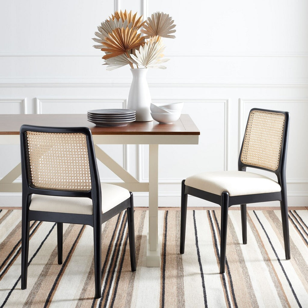 Reinhardt Rattan Dining Chair, White & Black