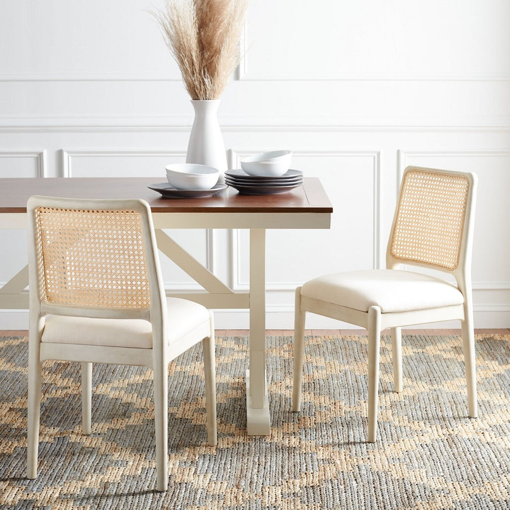 Reinhardt Rattan Dining Chair, White & White