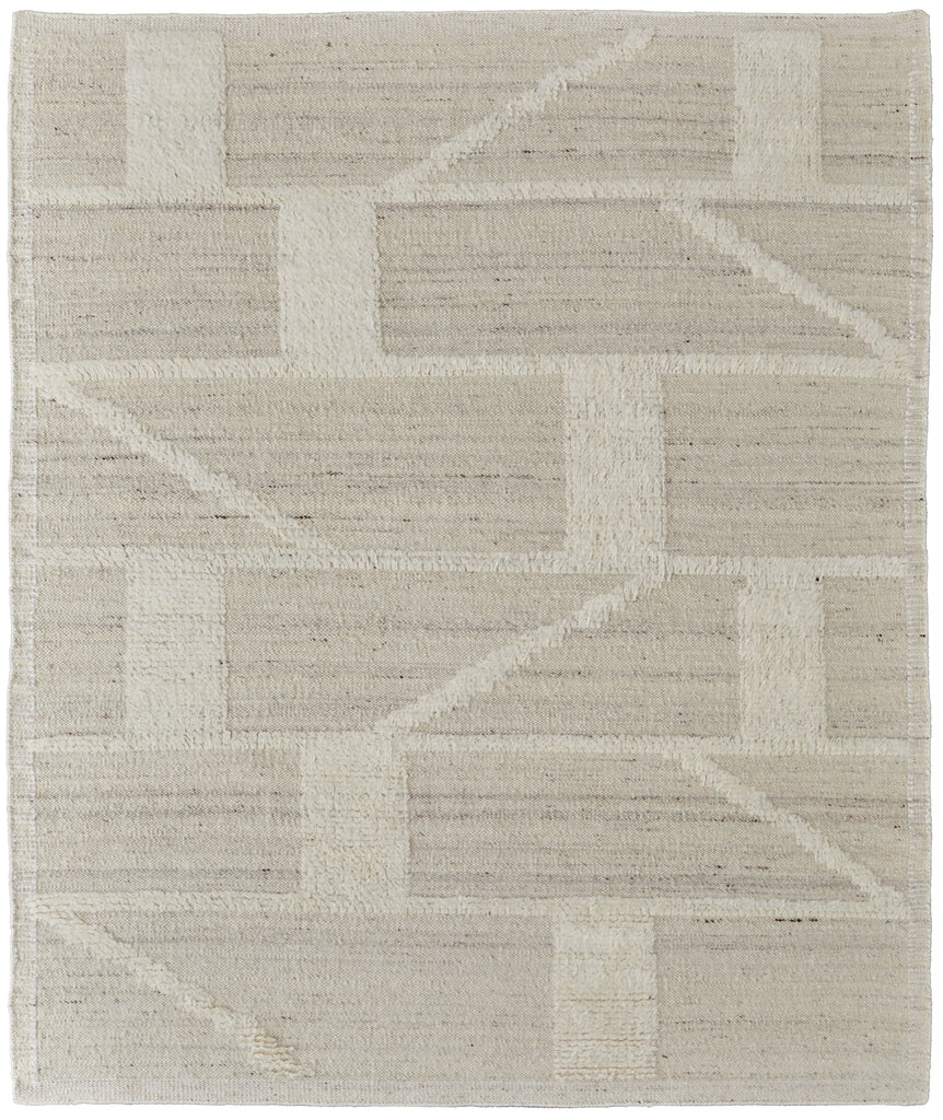 Ashby Transitional Geometric Tan Ivory Area Rug (9'6" x 13'6")