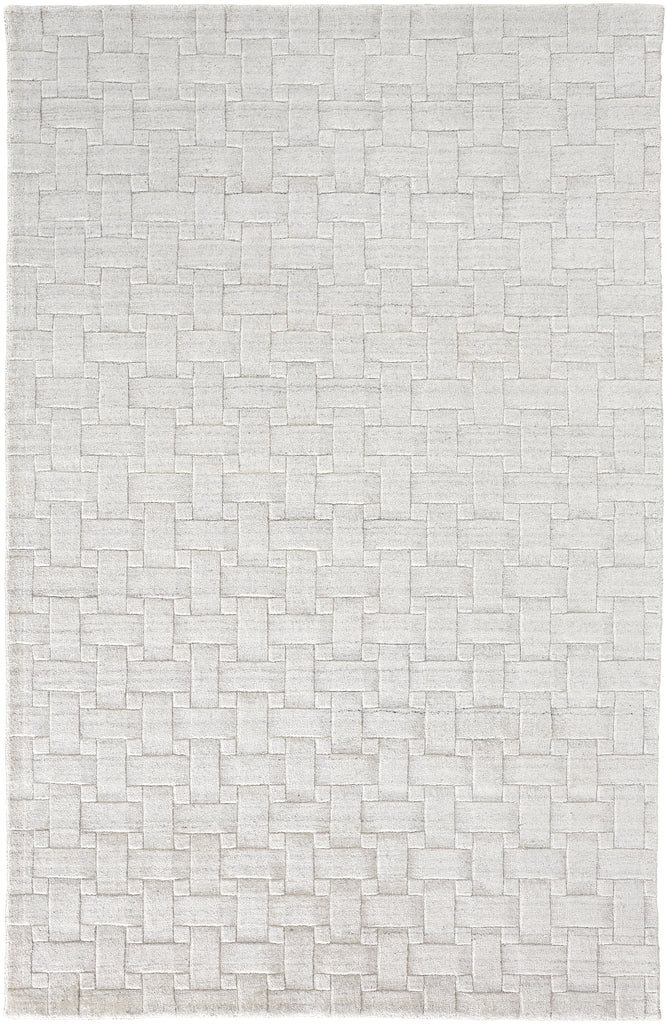 Redford Transitional Solid White Silver Area Rug (9' x 12' / Pattern 3)