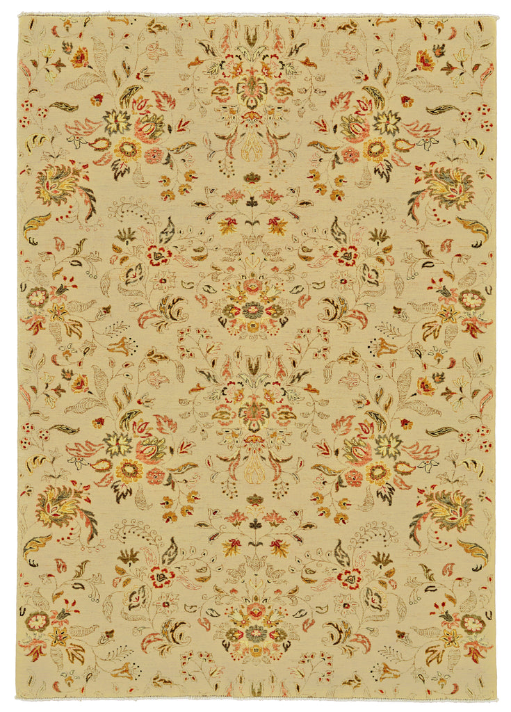 Mata Hari Transitional Floral Botanical Ivory Orange Green Area Rug (8'6" x 11'6")