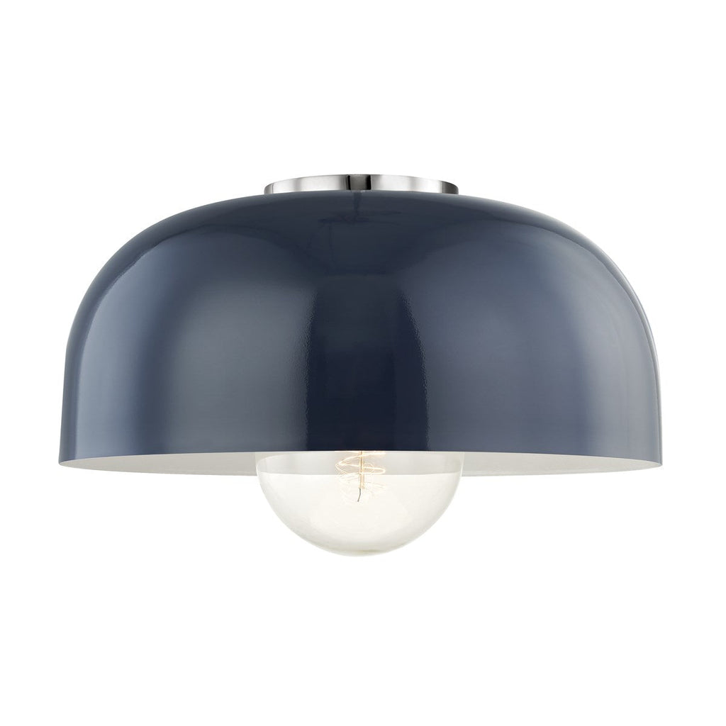 Avery Semi Flush 8" - Polished Nickel/Navy