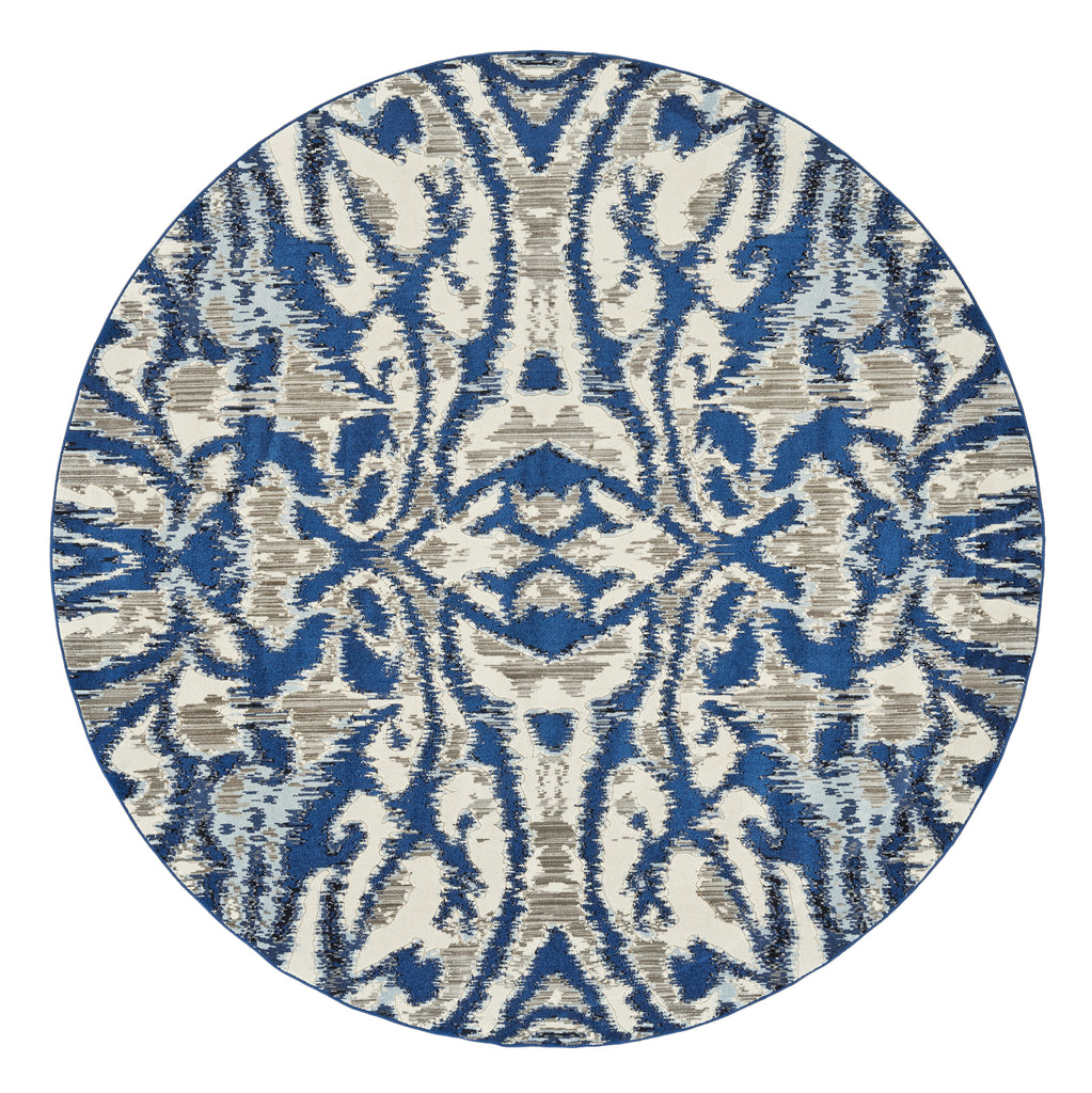 Milton Modern Abstract Blue Taupe Ivory Area Rug (8'9" x 8'9")