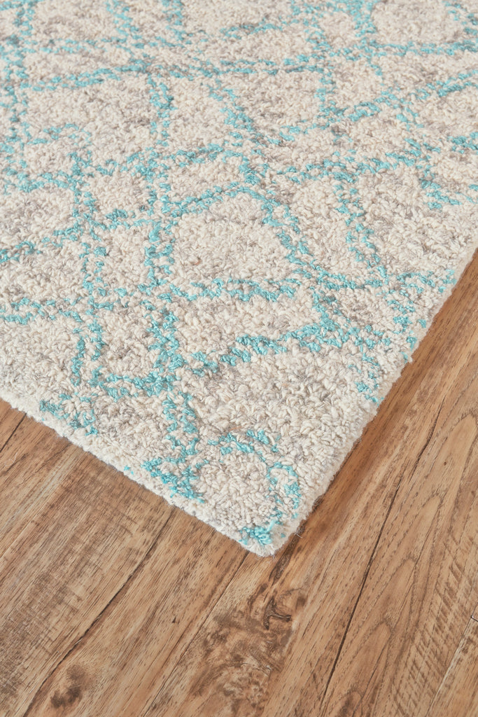 Morisco Transitional Geometric Ivory Blue Area Rug (2' x 3')