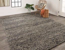 Berkeley Transitional Abstract Gray Taupe Black Area Rug (5' x 8')