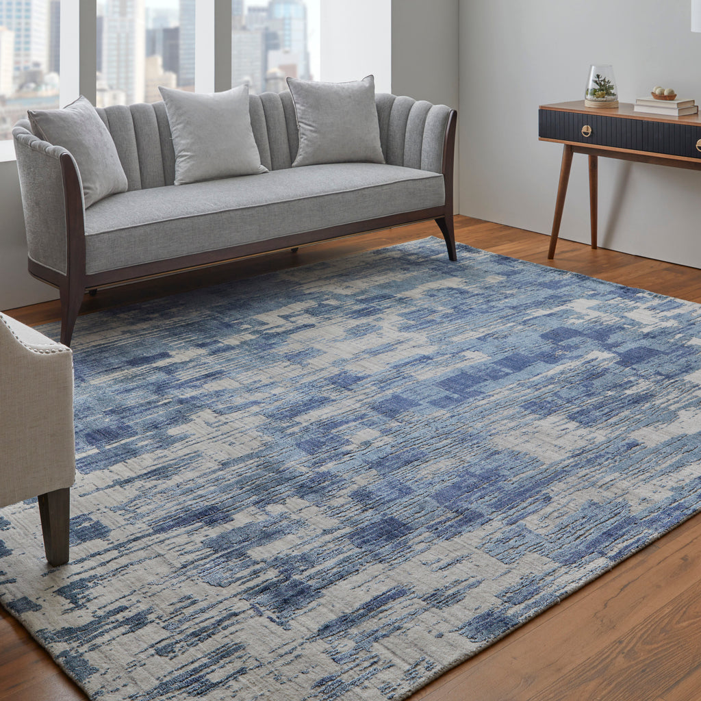 Eastfield Modern Abstract Blue Ivory Area Rug (3' x 5' / Pattern 1)