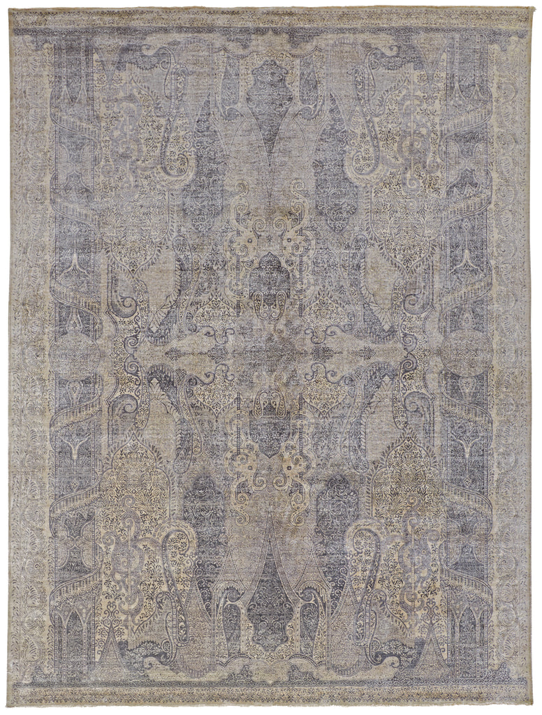 Ouray Traditional Damask Taupe Gray Area Rug (9'6" x 13'6")