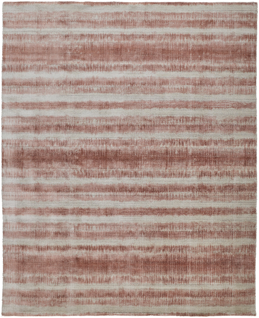 Mackay Transitional Stripes Tan Ivory Pink Area Rug (8' x 10')