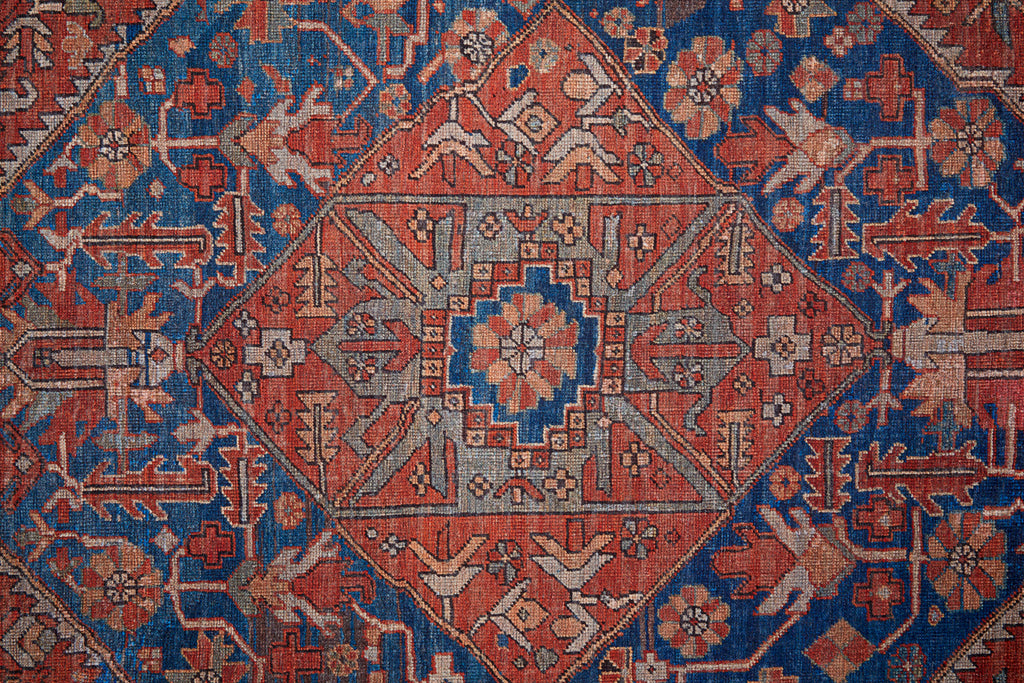 Rawlins Transitional Medallion Red Tan Blue Area Rug (10'6" x 14' / Pattern 4)