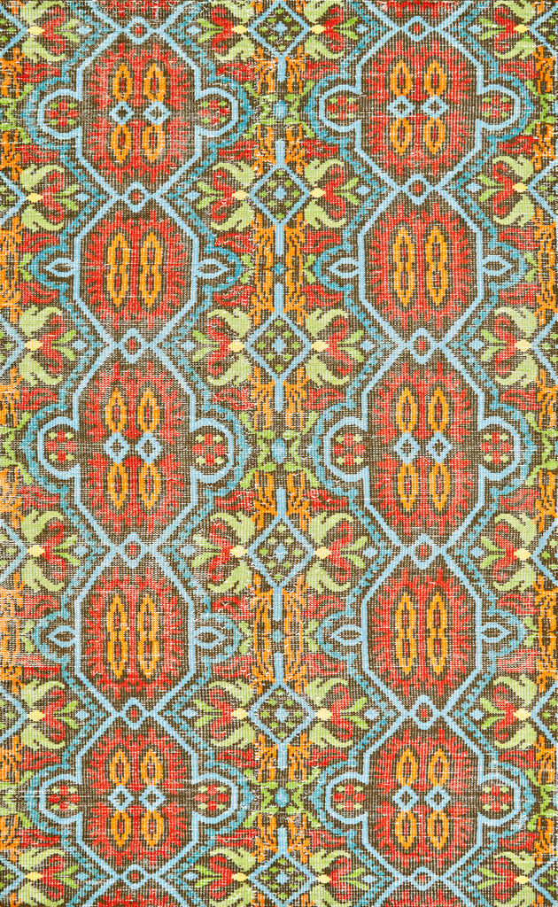 Rumi Modern Geometric Red Orange Green Area Rug (9'6" x 13'6")