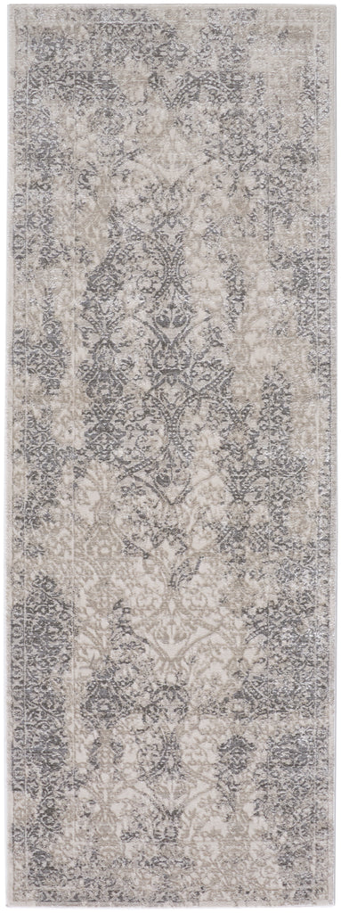 Prasad Modern Distressed Ivory Gray Black Area Rug (2'10" x 7'10")