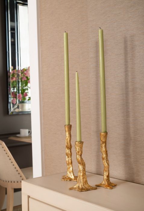 Branch Set of 3 Candlesticks - Gold Leaf
