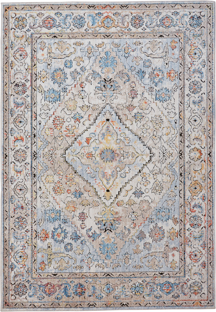 Armant Traditional Medallion Taupe Blue Gray Area Rug (6'7" x 9'6")