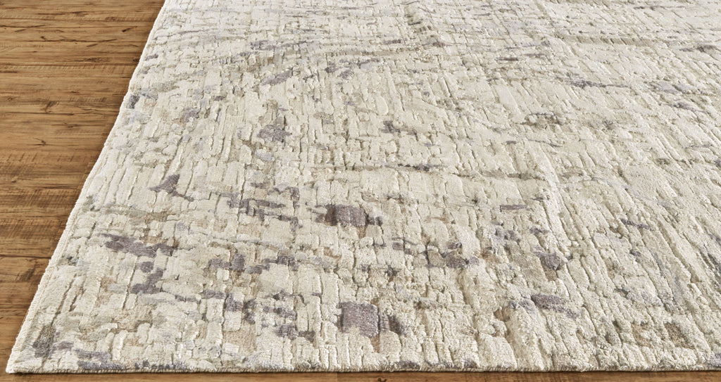 Breel Modern Abstract Ivory Gray Tan Area Rug (5'6" x 8'6")