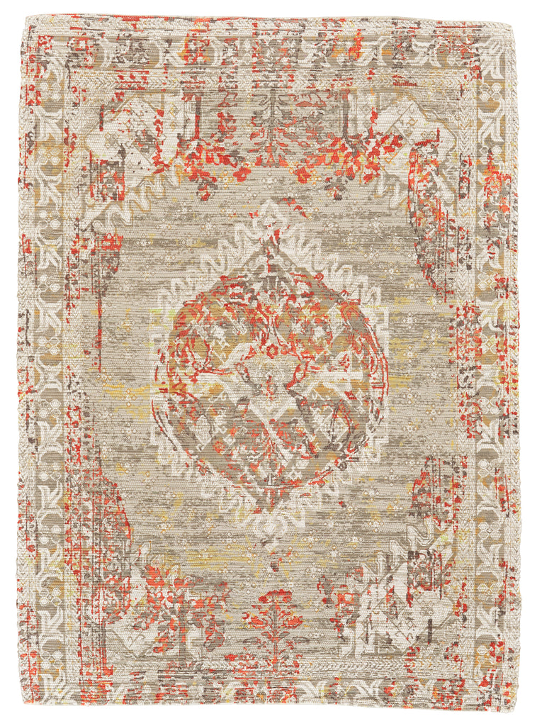 Mcclare Modern Medallion Gray Orange Ivory Area Rug (5' x 8')