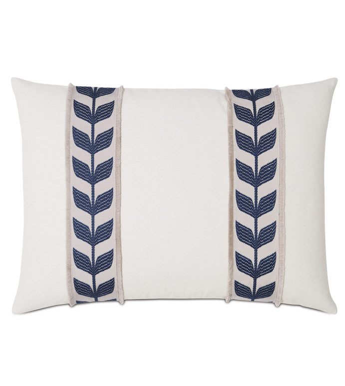 Akela Leaf Decorative Pillow with Plume Feather Inserts, Blue