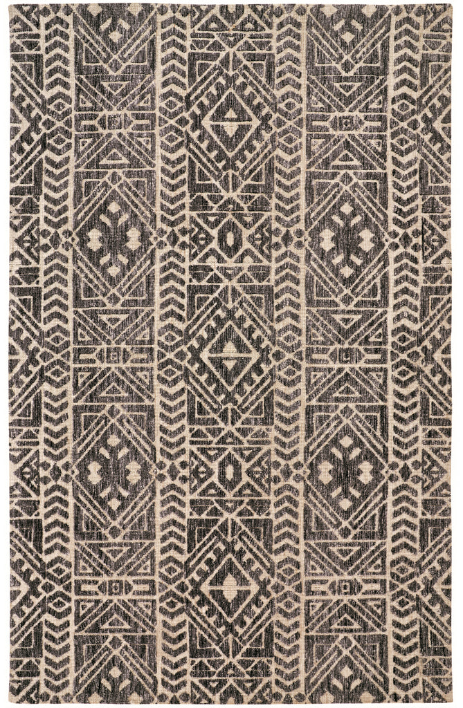 Colton Modern Southwestern Gray Black Ivory Area Rug (8' x 10')