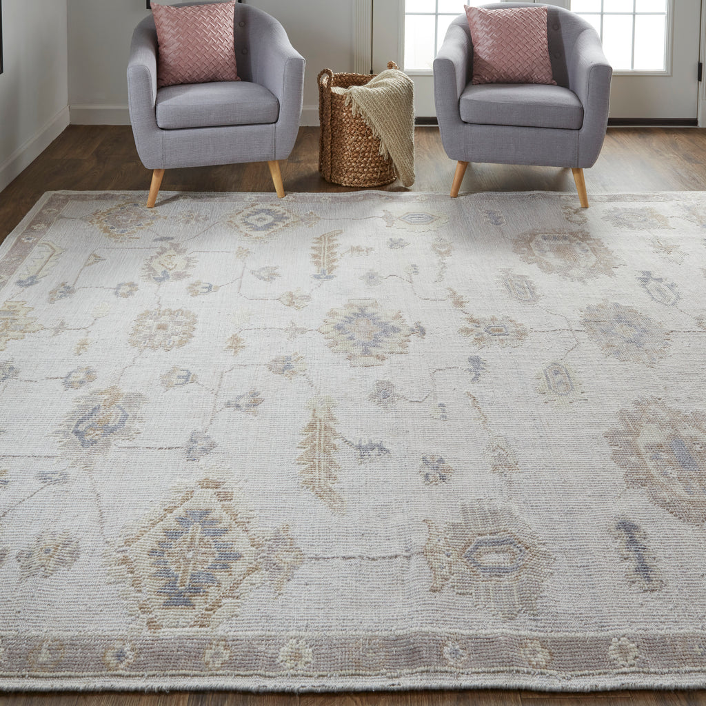 Wendover Transitional Oriental Ivory Orange Area Rug (10' x 14')