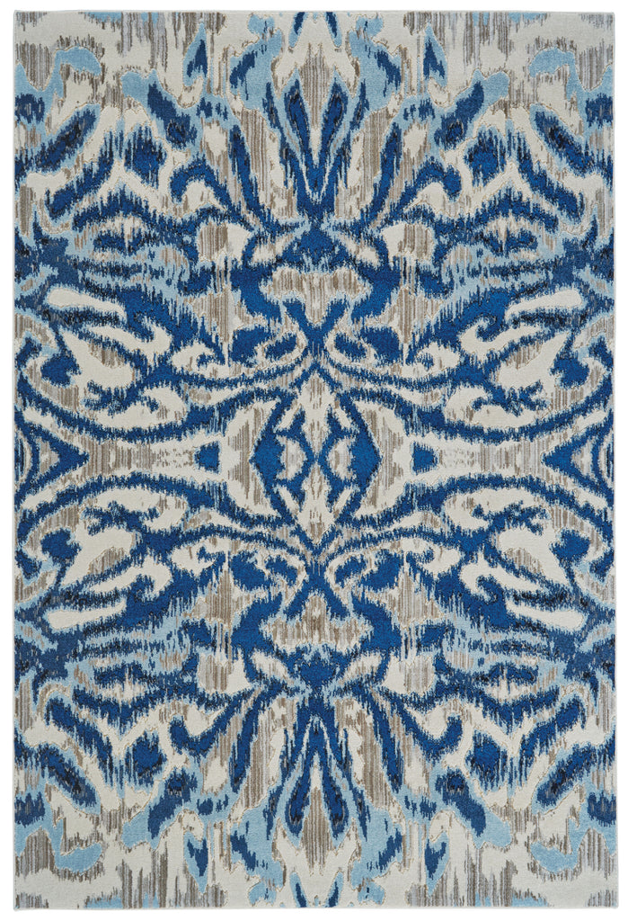 Milton Modern Abstract Blue Taupe Ivory Area Rug (7'10" x 11')