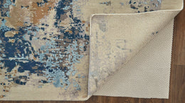 Mcdermott Modern Abstract Blue Ivory Tan Area Rug (5'6" x 8'6")