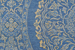 Amalfi Transitional Damask Blue Gold Area Rug (7'9" x 9'9")