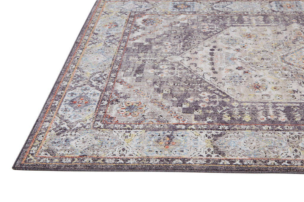 Armant Traditional Medallion Purple Gray Ivory Area Rug (2' x 3')