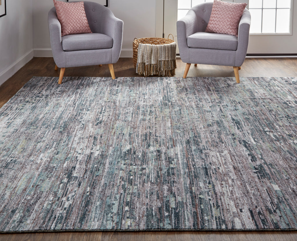 Conroe Modern Abstract Blue Gray Area Rug (5'6" x 8'6")