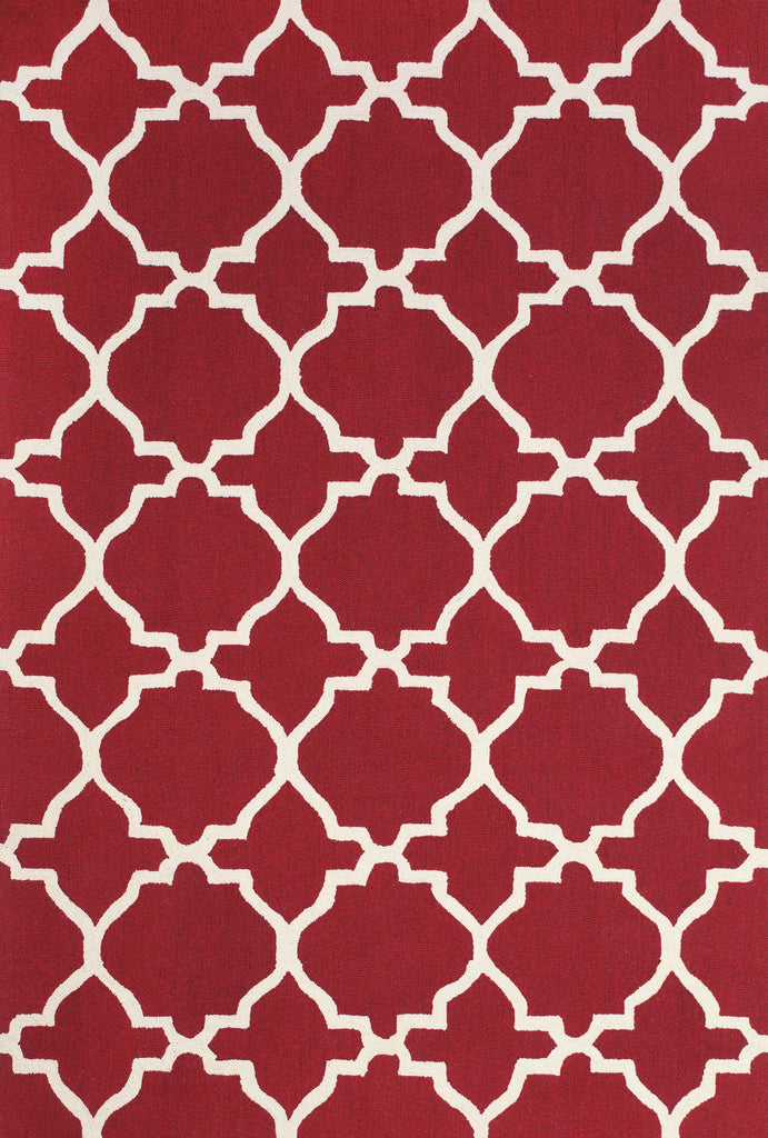 Cetara Modern Trellis Lattice Red Ivory Area Rug (7'6" x 9'6")