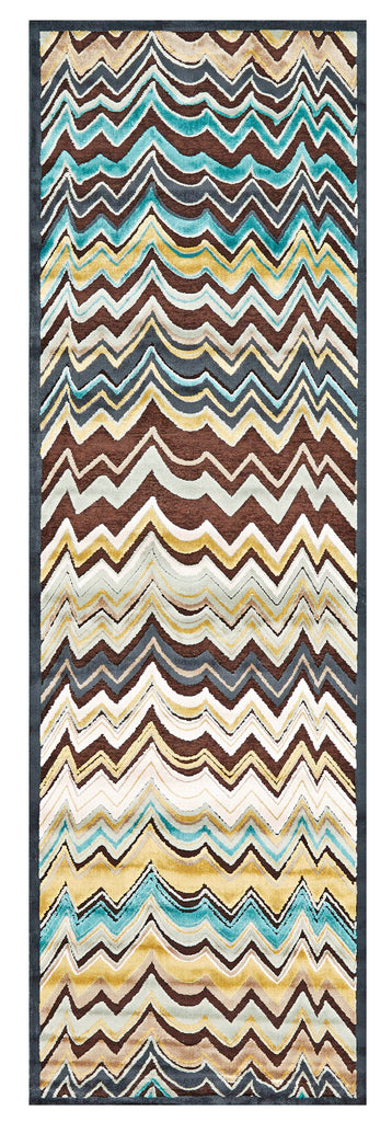 Saphir Cabo Modern Chevron Brown Gold Area Rug (2'6" x 8')