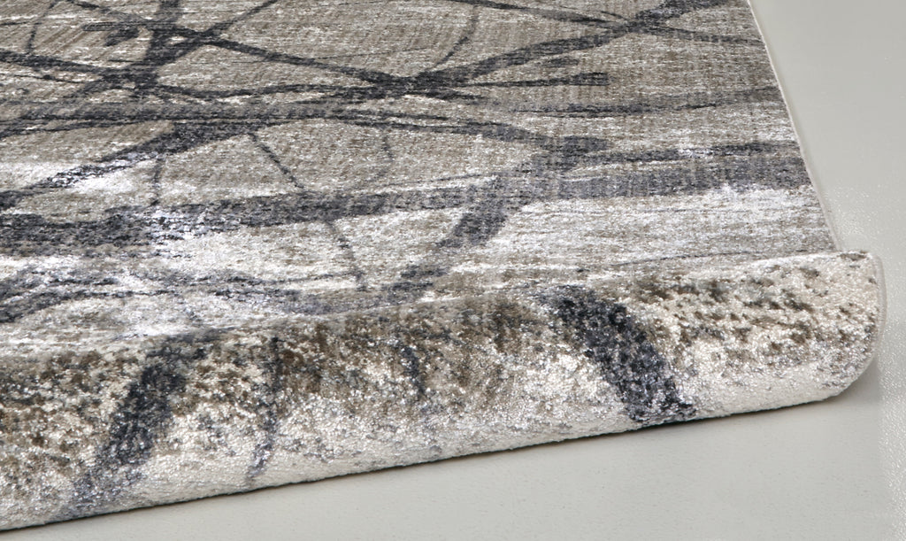 Kano Transitional Abstract Taupe Gray Ivory Area Rug (5'3" x 7'6")