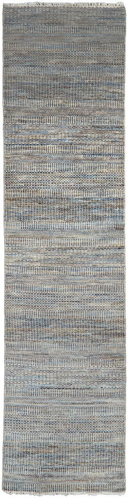 Janson Transitional Stripes Silver Area Rug (2'6" x 10' / Pattern 1)