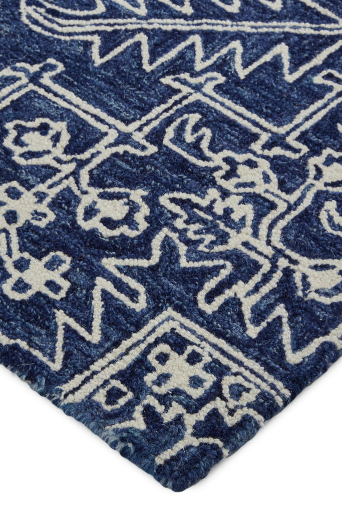 Belfort Transitional Medallion Blue Ivory Area Rug (2' x 3' / Pattern 1)