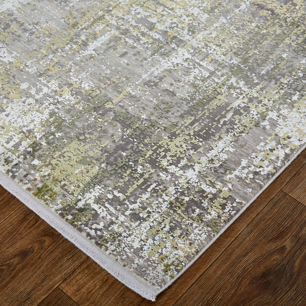 Cadiz Modern Abstract Green Gray Ivory Area Rug (2'2" x 3'2")