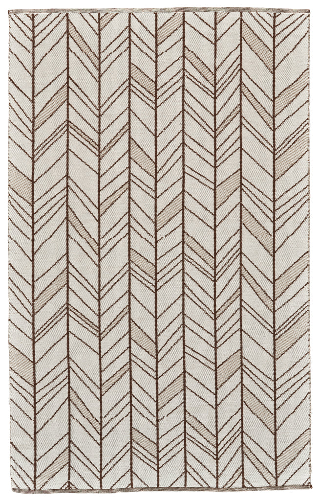 Bashia Modern Chevron Ivory Brown Area Rug (8' x 10')