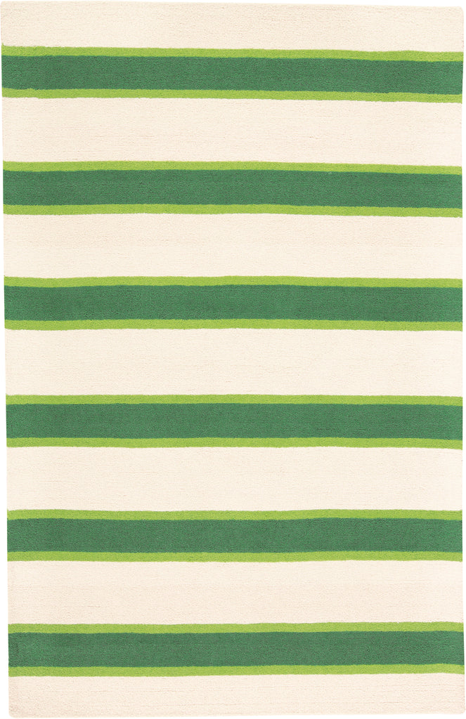 Cabana Modern Stripes Green Ivory Area Rug (1'8" x 2'10")