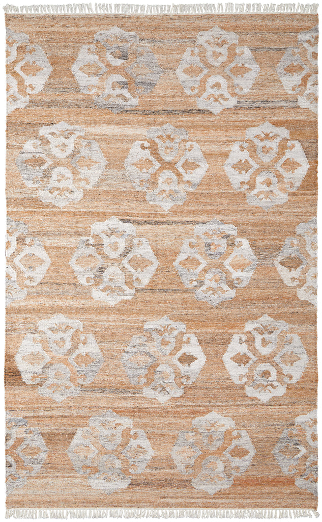 Beckett Transitional Damask Tan Ivory Orange Area Rug (5' x 8')