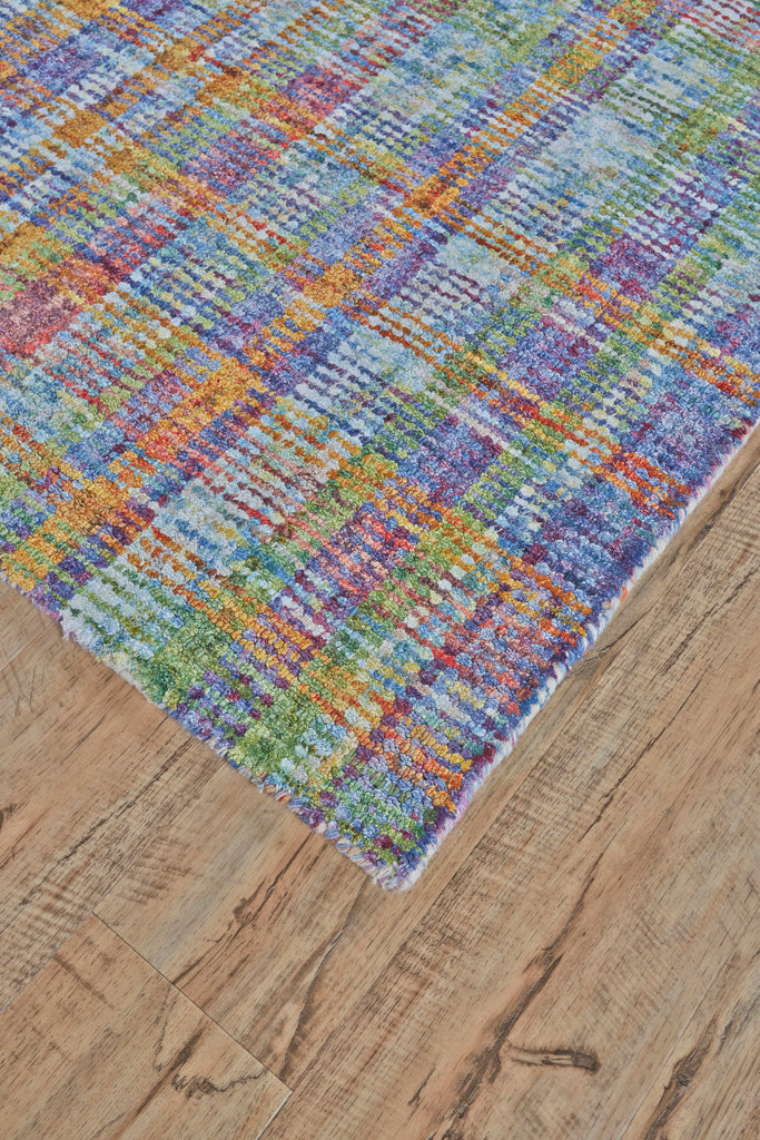 St. Germaine Transitional Plaid Blue Green Yellow Area Rug (3'6" x 5'6")