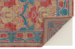 Beall Traditional Oriental Blue Red Yellow Area Rug (2'6" x 8')