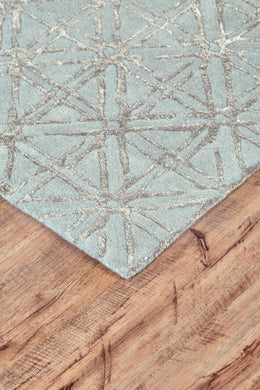 Manoa Transitional Geometric Blue Silver Gray Area Rug (2' x 3')