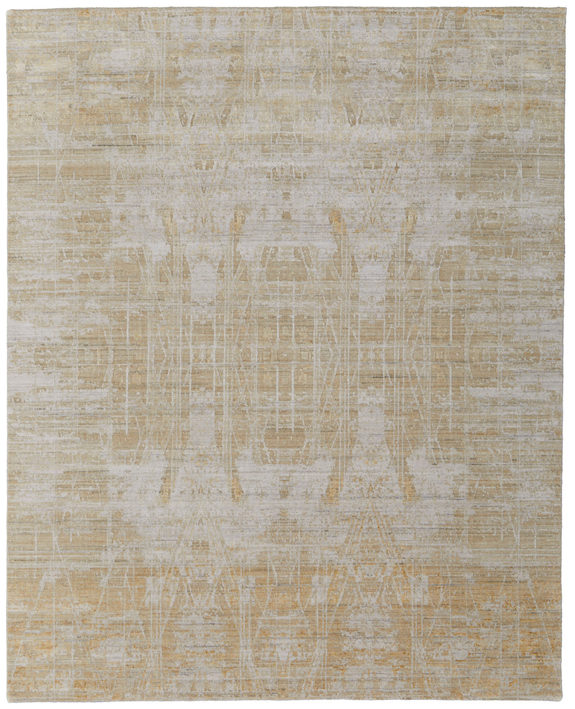 Eastfield Modern Abstract Yellow Ivory Gold Area Rug (10' x 14' / Pattern 1)